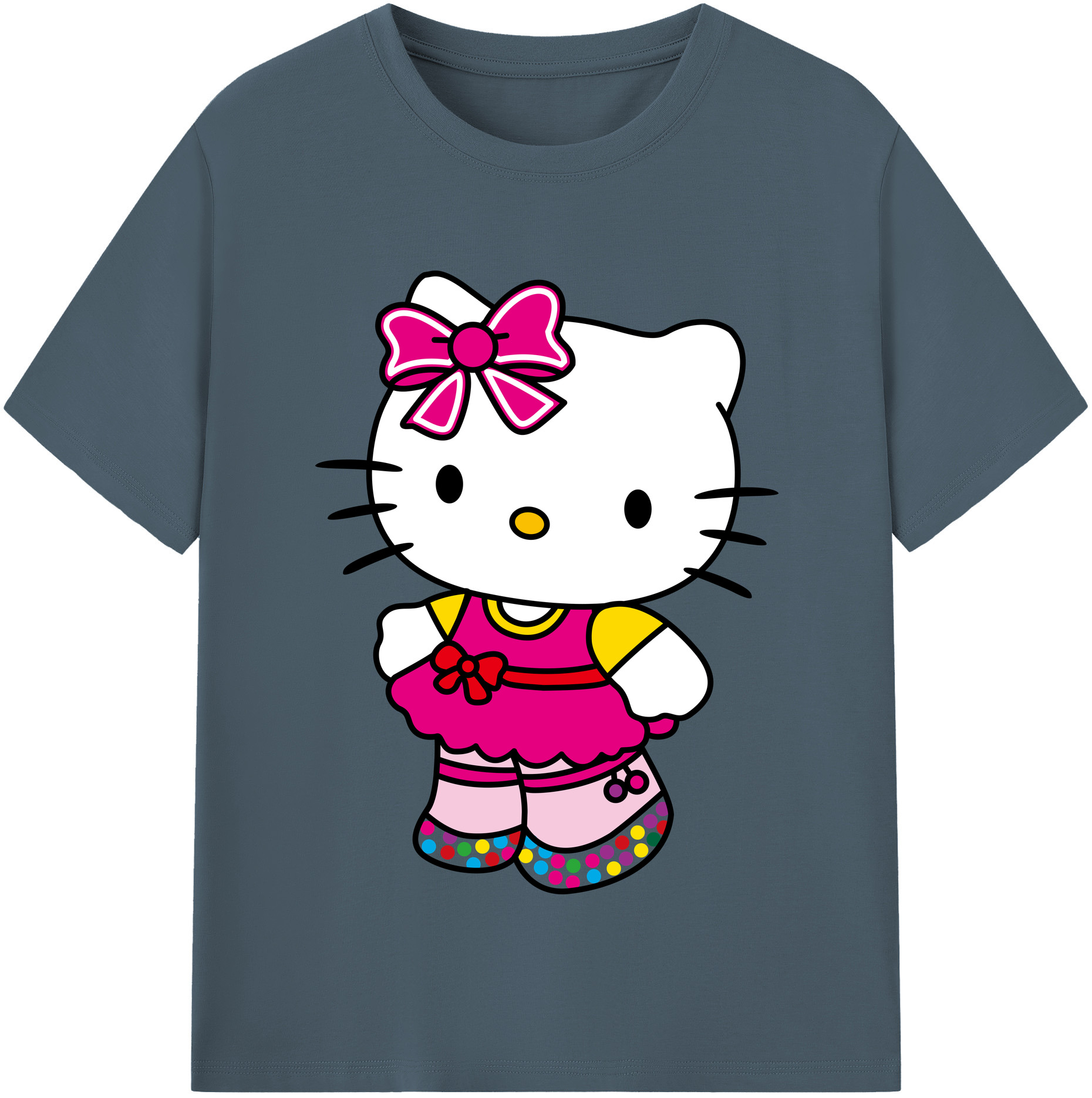 （画像用） Hello Kitty ハローキティ 綿100％半袖Tシャツ（フロントプリント）